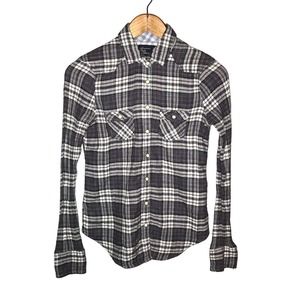 American Eagle womens pearl snap button up shirt size 6 plaid multicolor